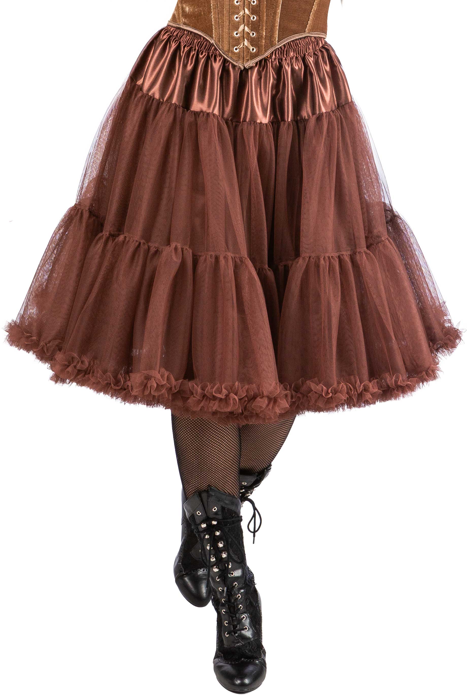 Petticoat lang mit Rüschen braun  OSZ