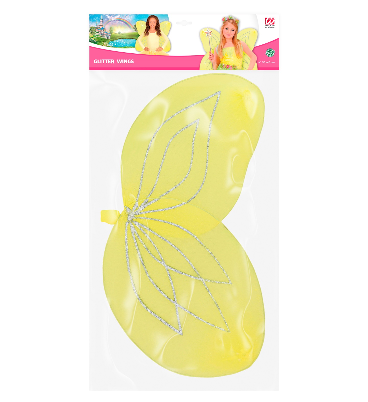 Gelbe Glitzerflüge 55x48cm