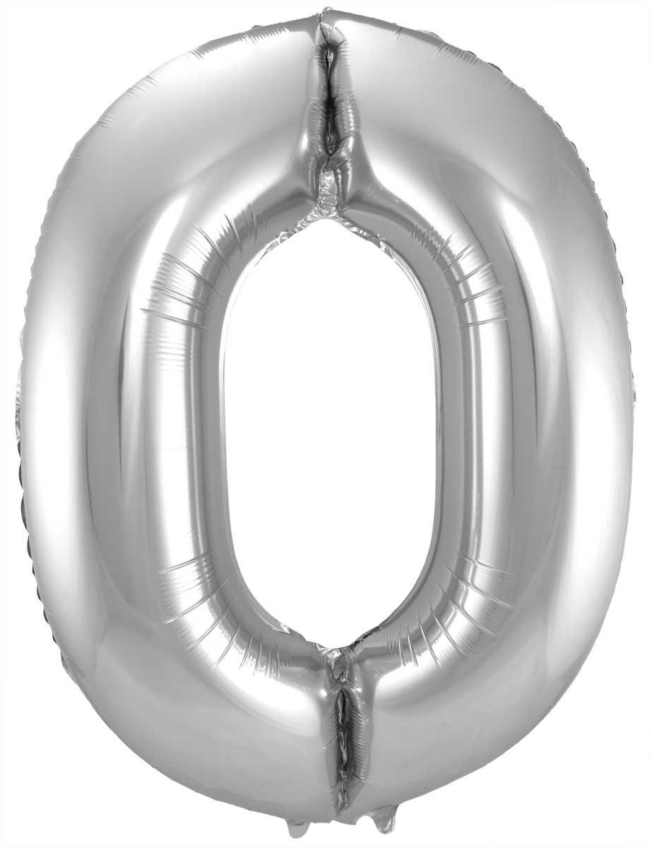 Zahlenballon "0" silber 86cm Folie