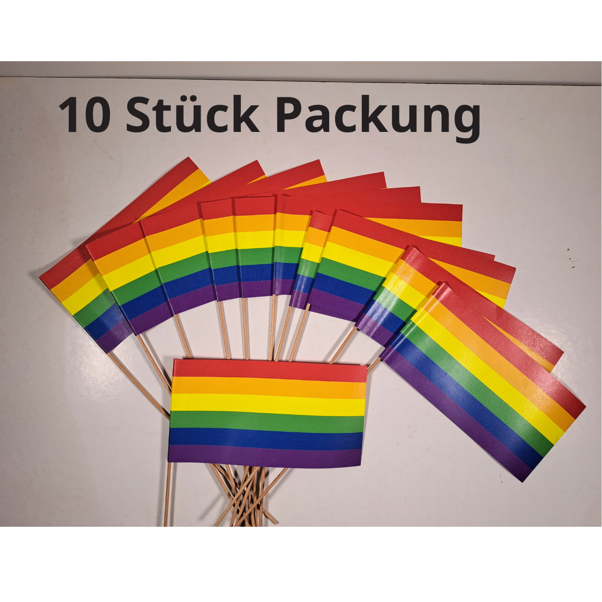10er Packung Regenbogen Papierfahnen ca. 22x12cm