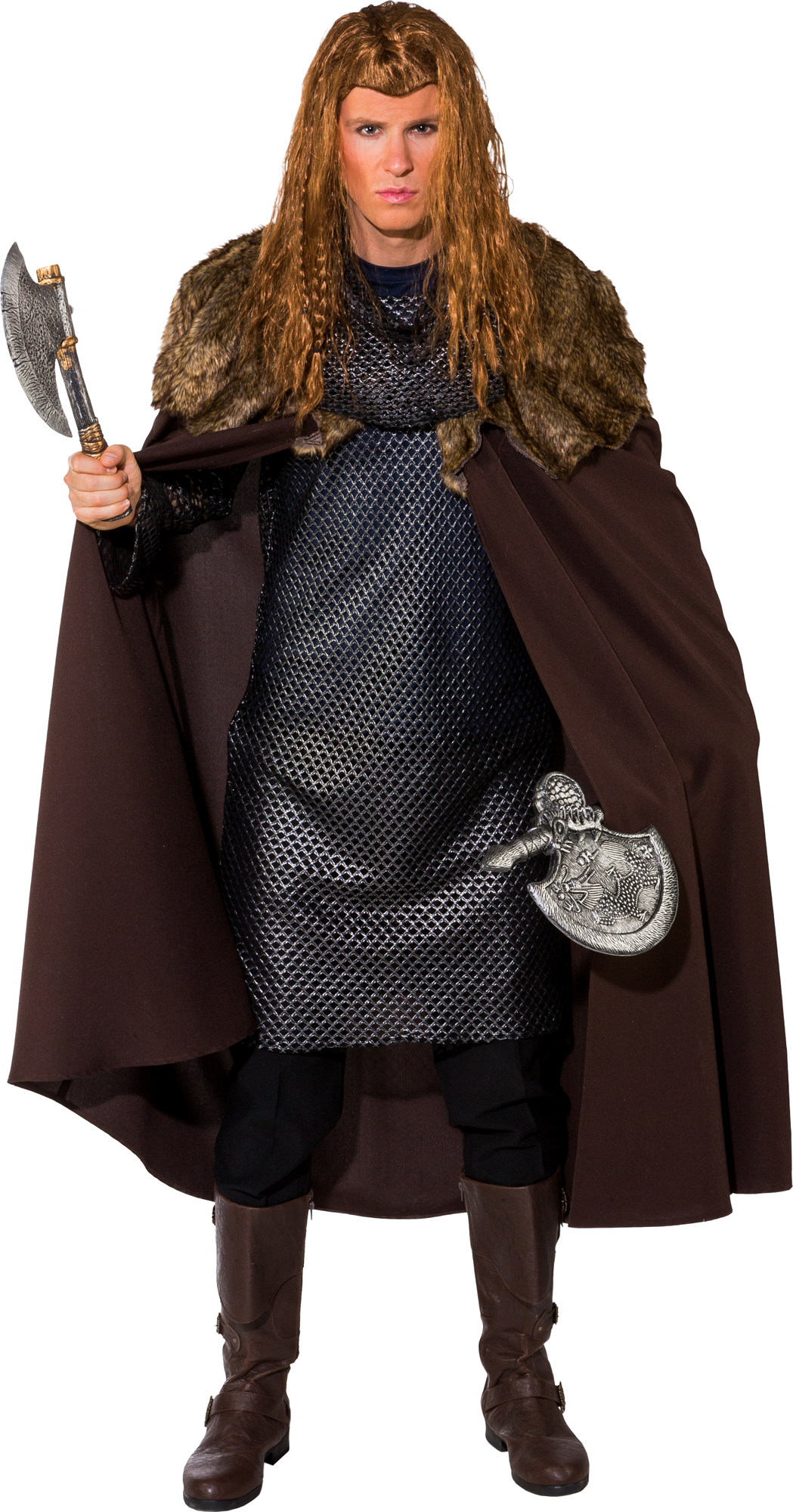 Umhang  braun mit Fellbesatz