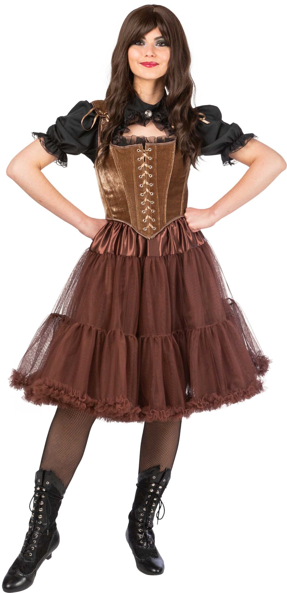 Petticoat lang mit Rüschen braun  OSZ