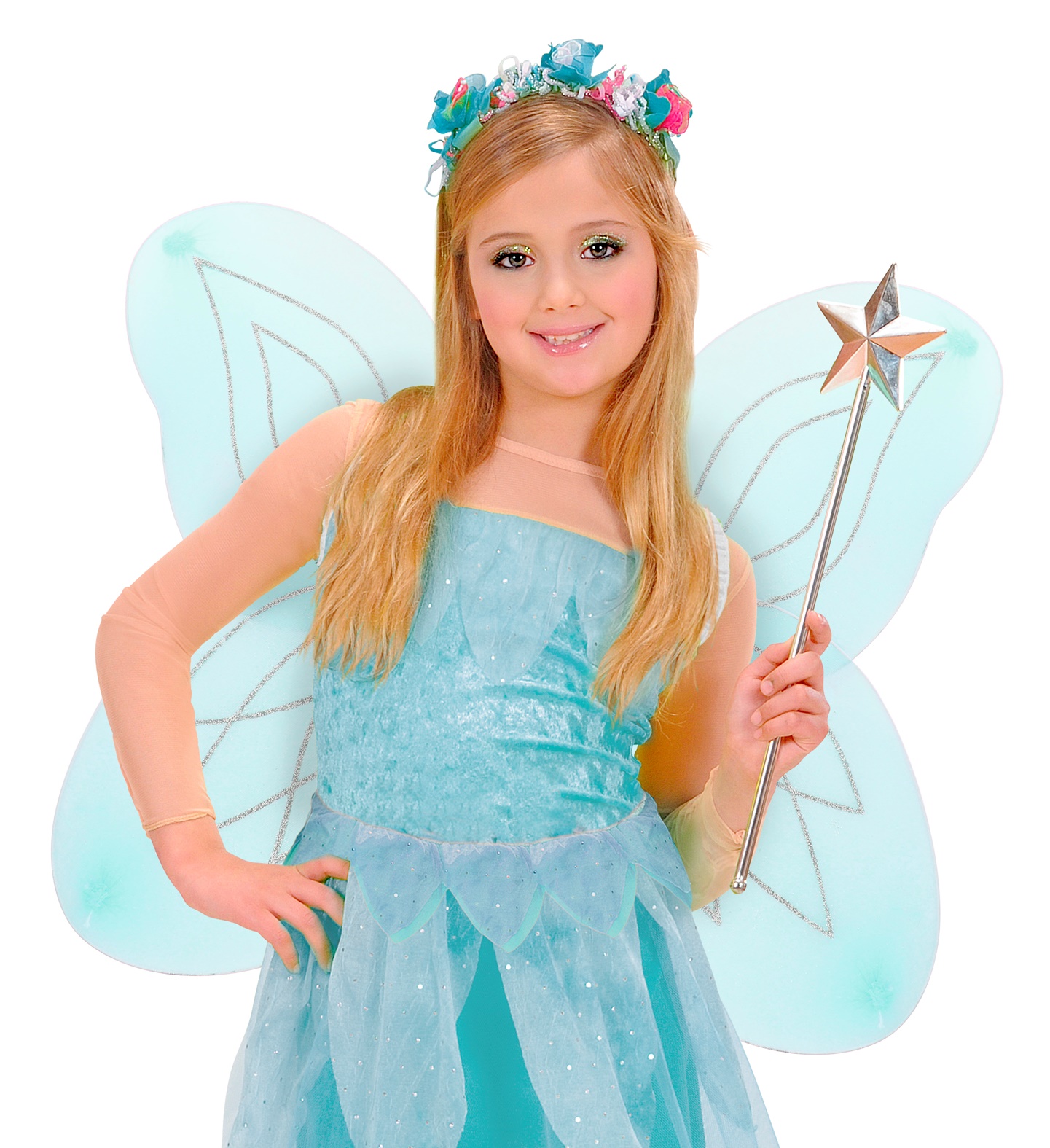 Hellblaue Glitzer Flügel 55x48cm