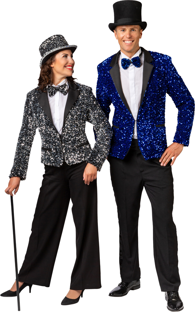 Blaue Pailletten Jacke Größe 54