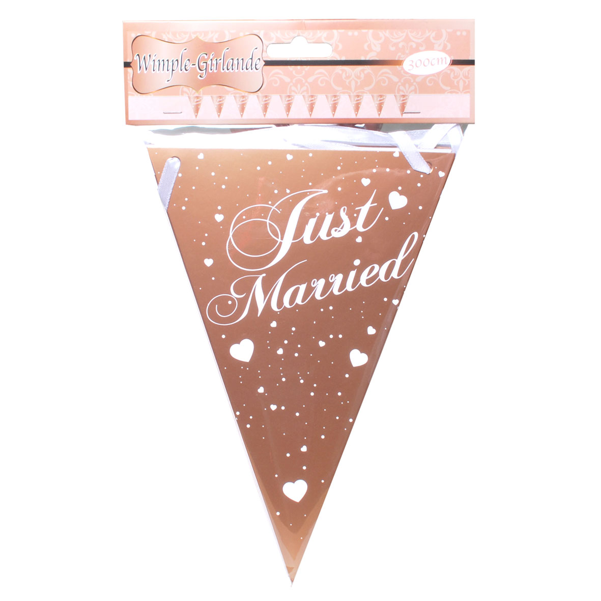 Wimpel-Girlande  "Just Married" rose  ca. 3m aus Karton