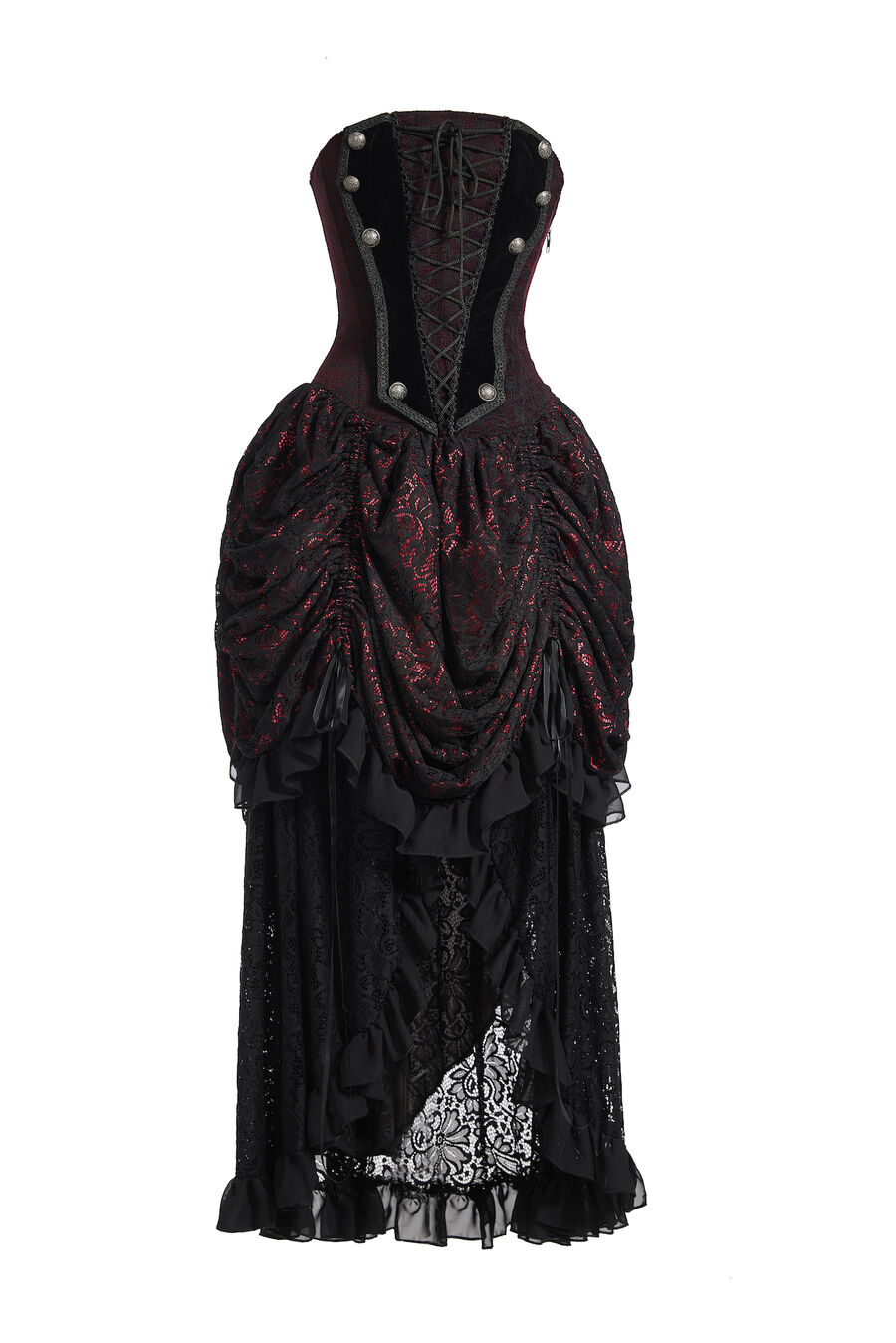 Corsage Kleid rot-schwarz  M  Gr.36/38