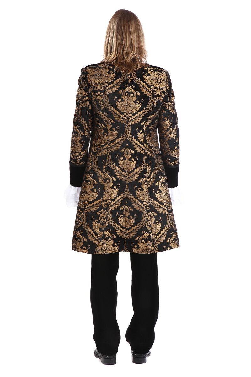 Brokat Mantel  schwarz-gold  M   Gr.48/50 deluxe