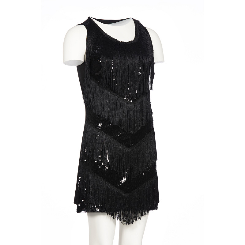 Charleston Kleid schwarz Gr. 42 m. Pailletten