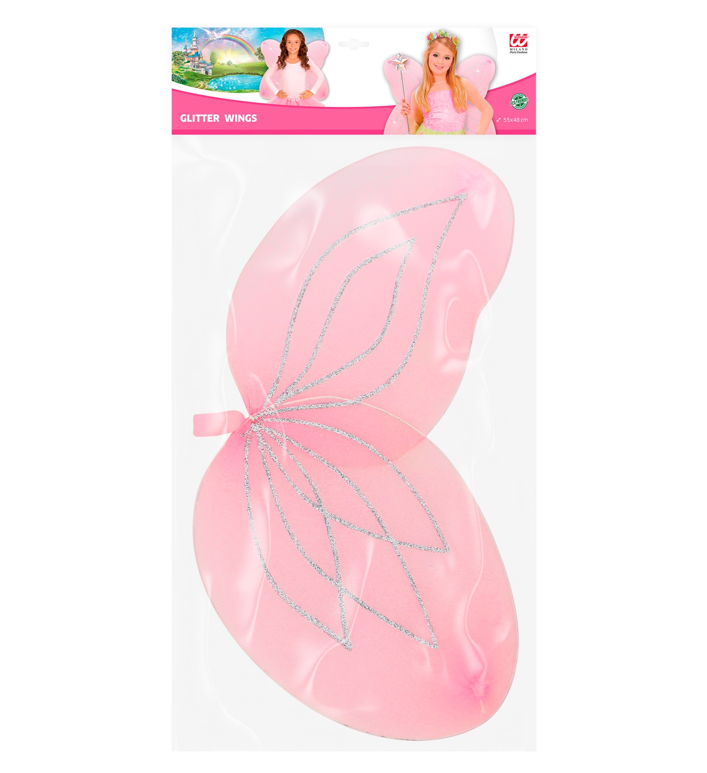 Glitter Flügel Schmetterling Rosa 55x48cm