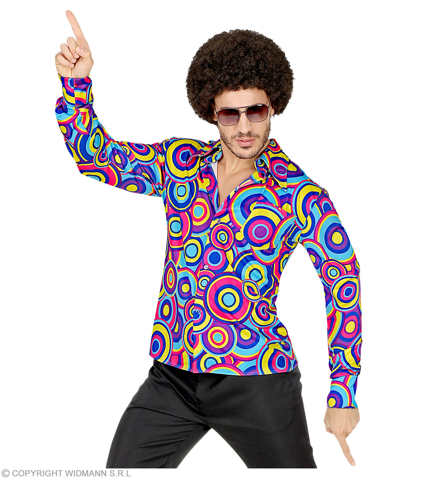 70er Jahre Hemd  Bubble-Blue S/M