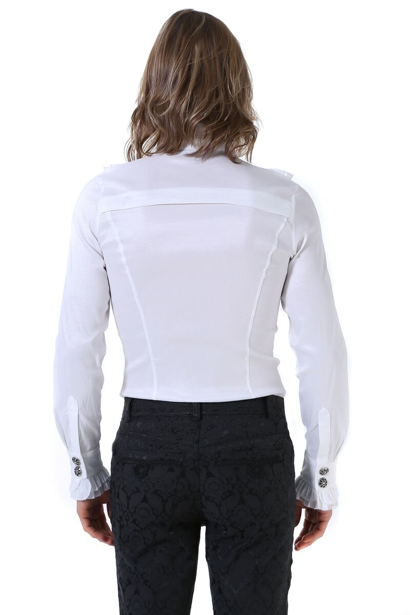 Rüschenhemd weiß S Gr.46  stretch