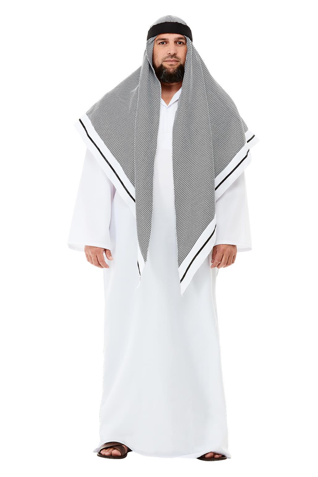 Scheich Kostüm mit grauem Tuch  LARGE