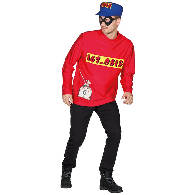 Bankräuber Oberteil 48/50 mit Maske und Mütze