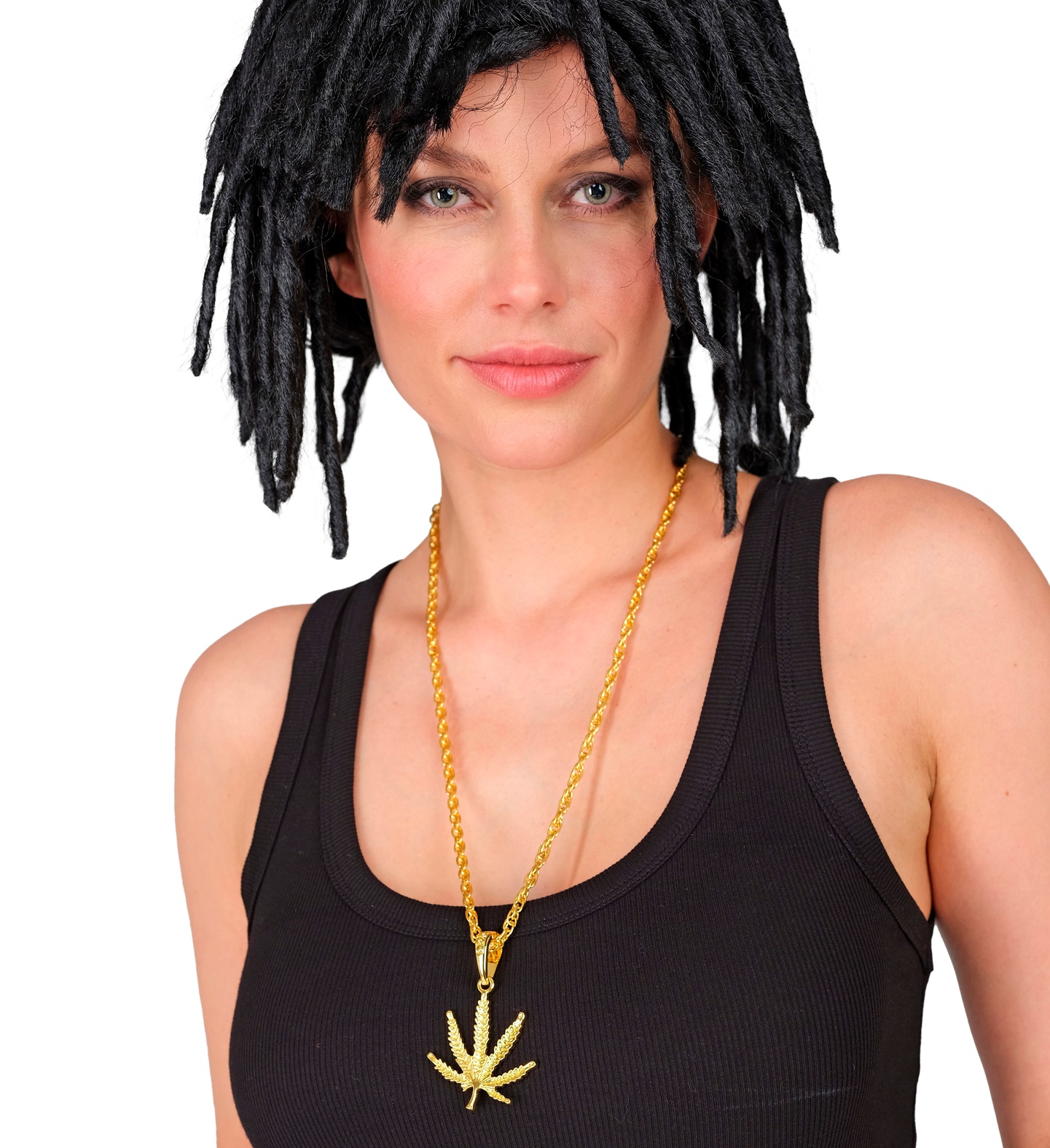 Halskette mit goldenen Hanfbaltt  ca. 65cm