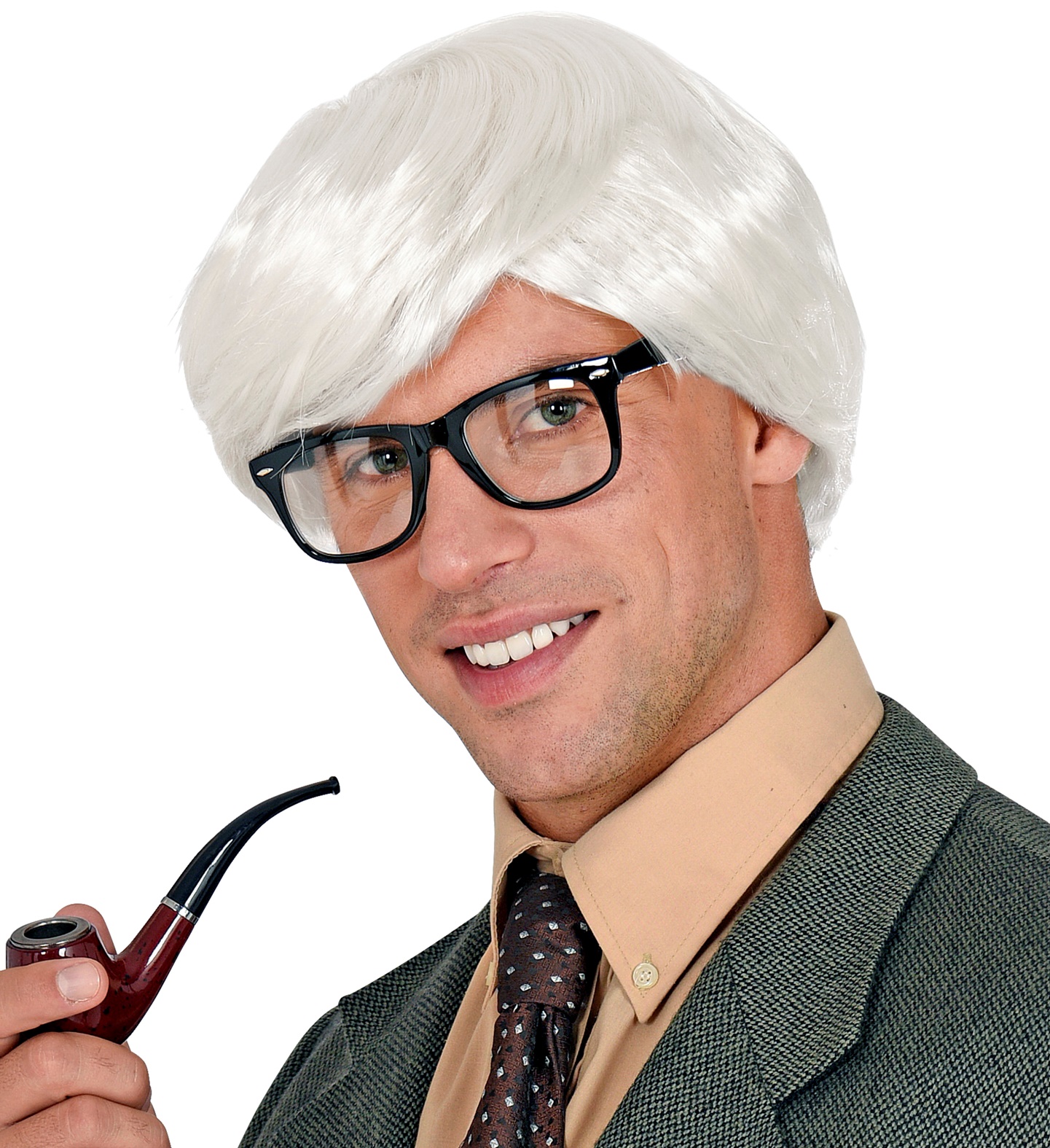 Weiße Herren Perücke