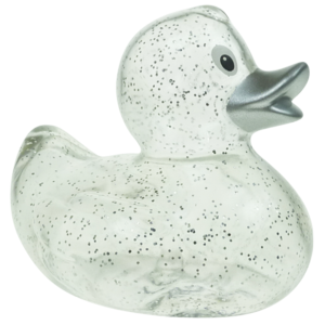 Silber Glitter Badeente 8cm