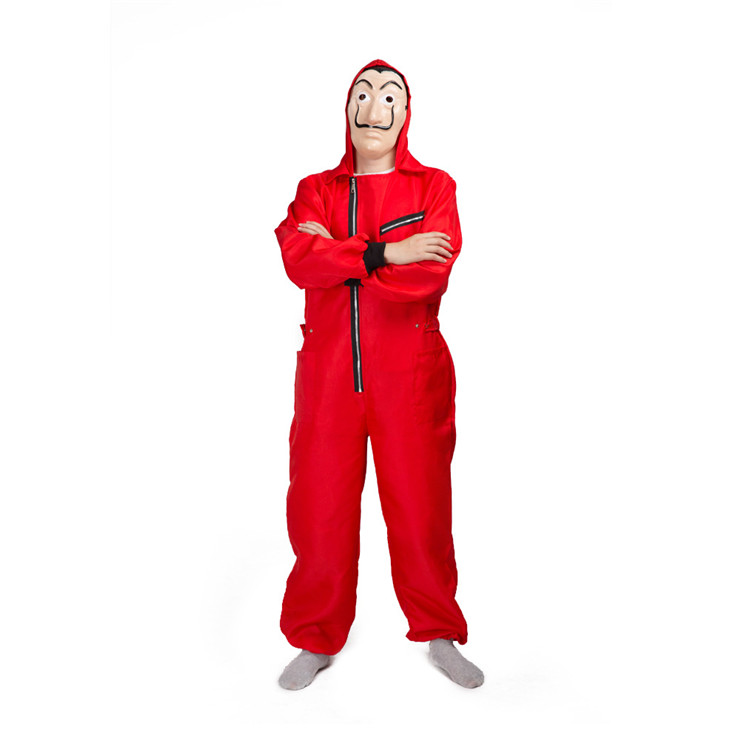 Roter Overall mit Kapuze und Maske M/L für Erwachsene