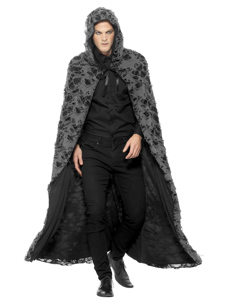 Halloween Fetzen Umhang schwarz-grau
