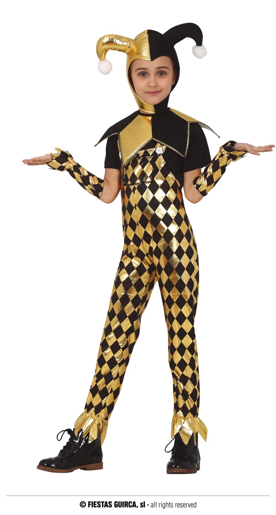 Glitter Clown Latzhose gold-schwarz  7-9 Jahre