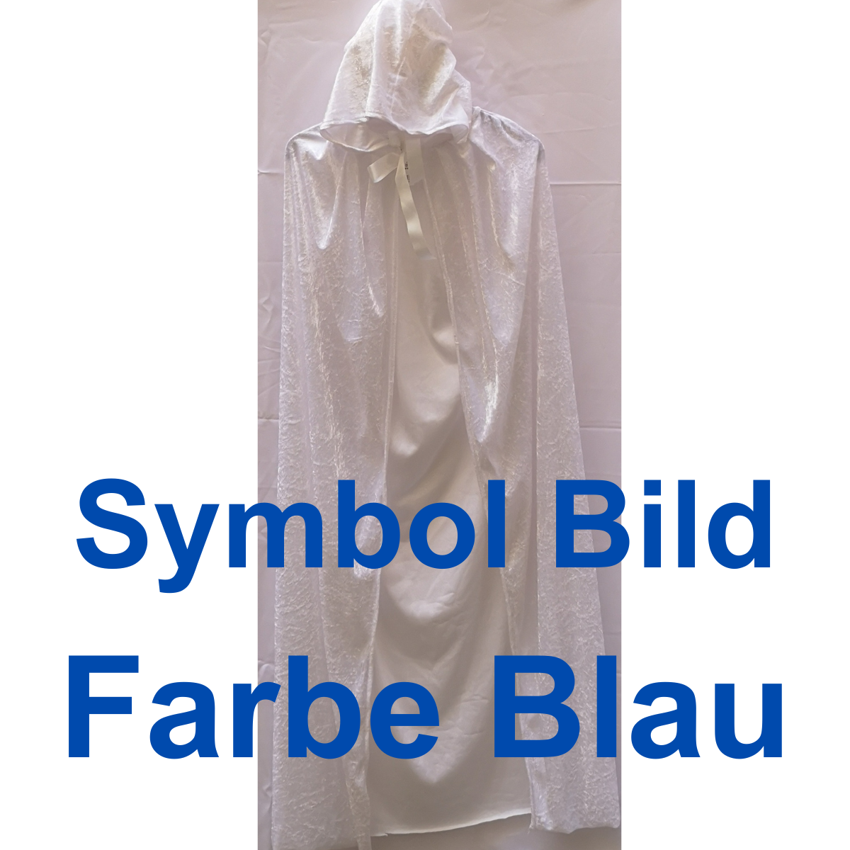 Langer blauer Velour Umhang mit Kapuze (170cm Länge)