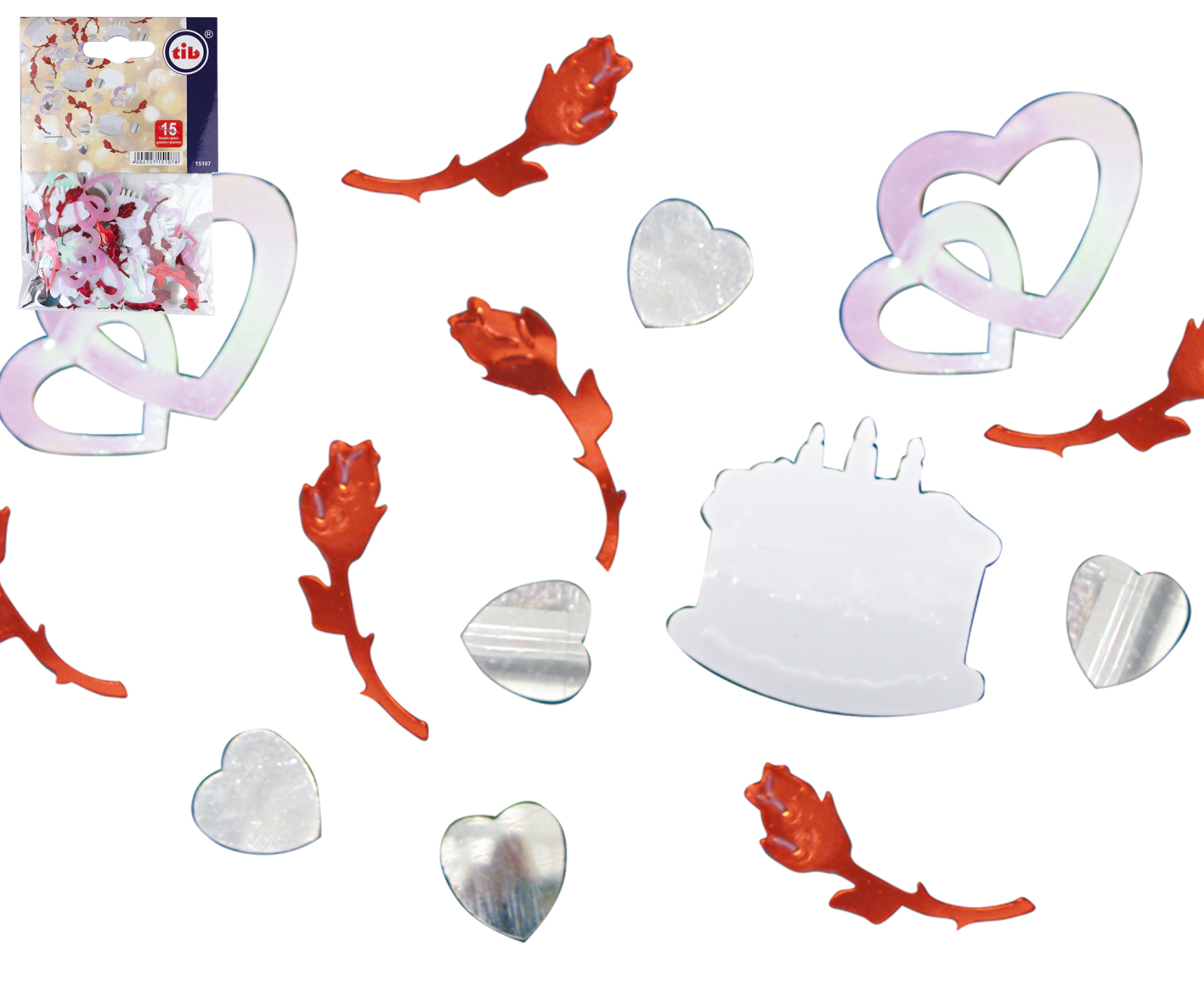 Deko Konfetti Mix Doppelherz, Rose, Herz
