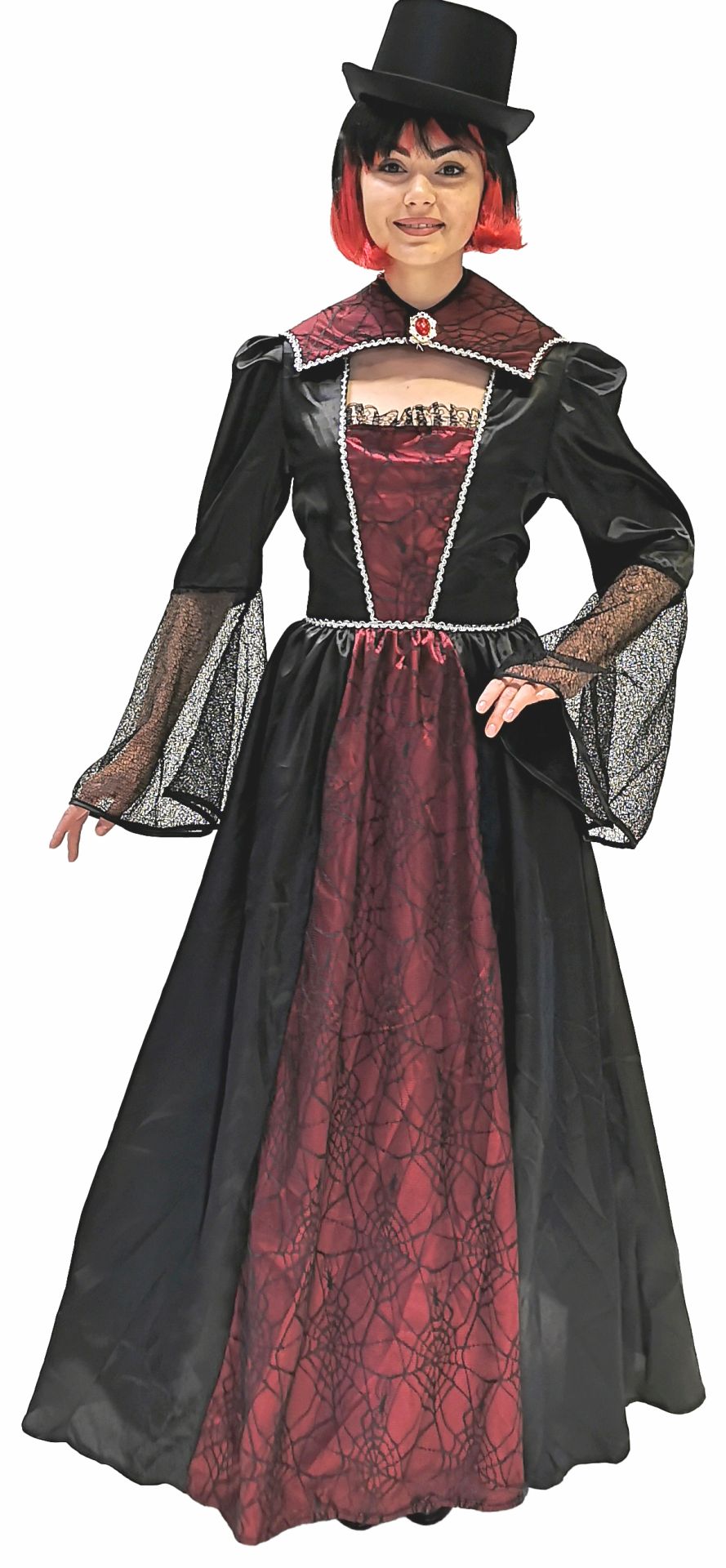 Vampir Baronin Kleid mit Kragen MEDIUM