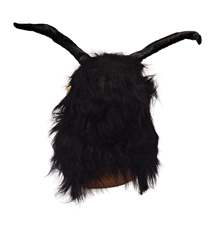 Krampus Gummi Maske hautfarben mit lange Hörner