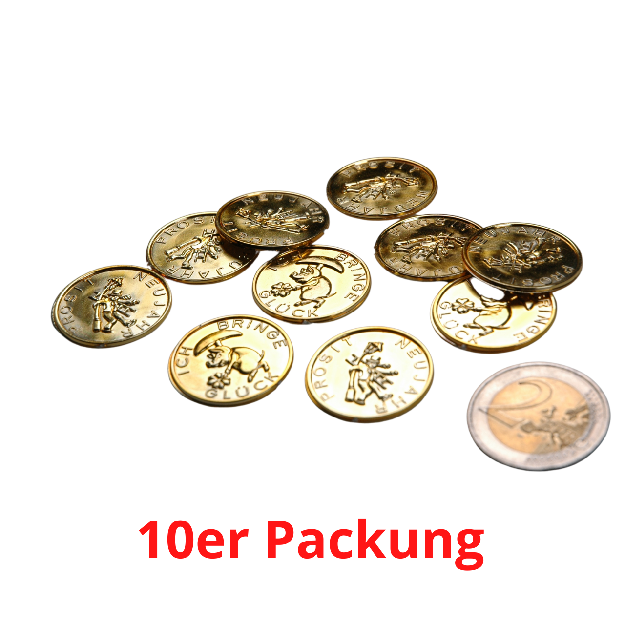 10 Stück Glücksmünzen gold ca.2,5cm