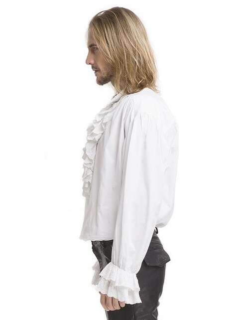 Rüschenhemd weiß M Gr.48/50   Baumwolle