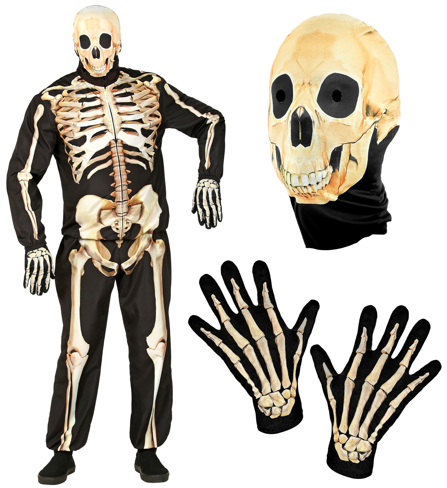 Skelett Kostüm  L  Oberteil,Hose,Maske,Handschuhe