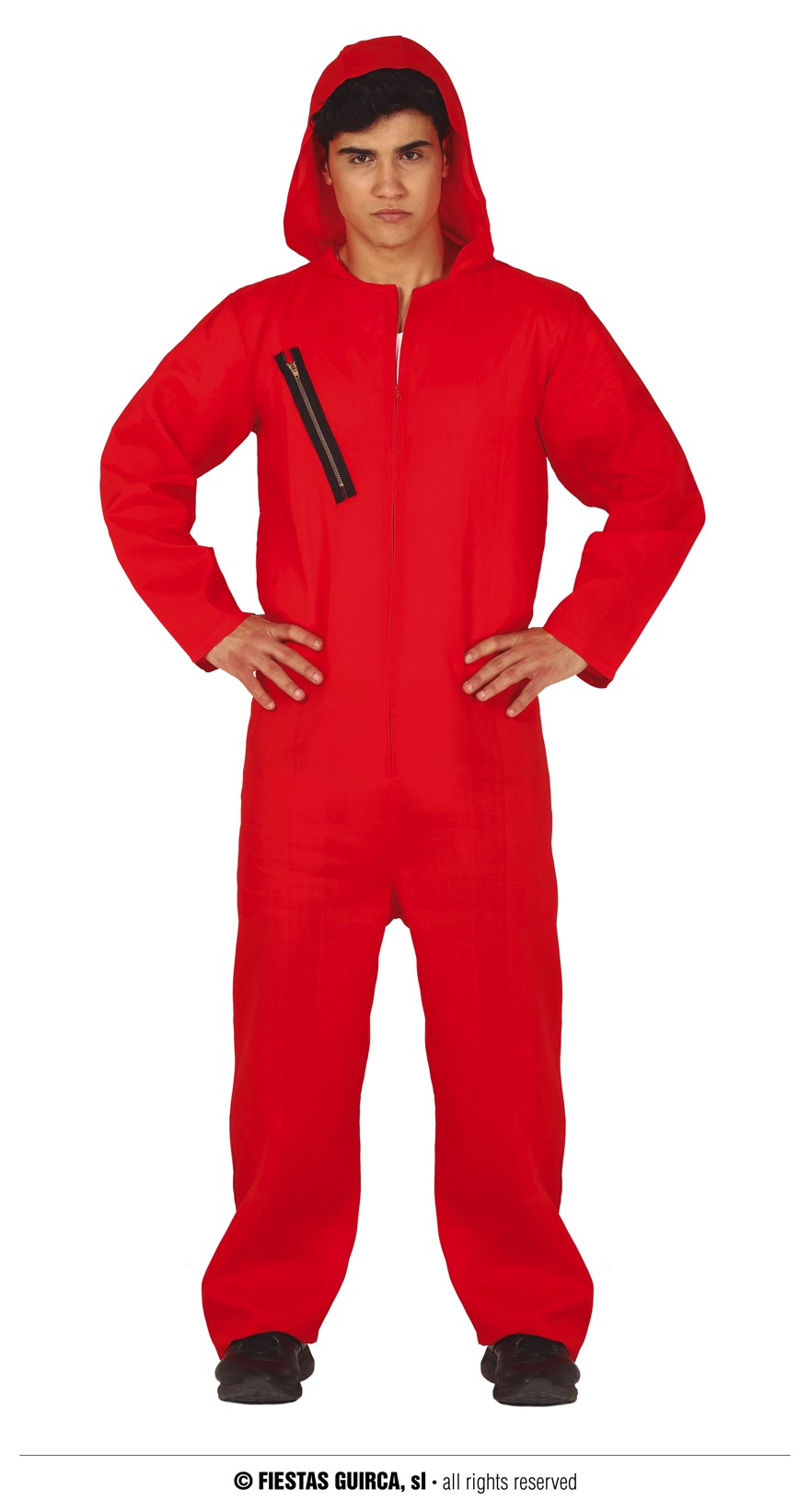 Bankräuber roter Overall mit Kapuze Größe 46-48 SMALL