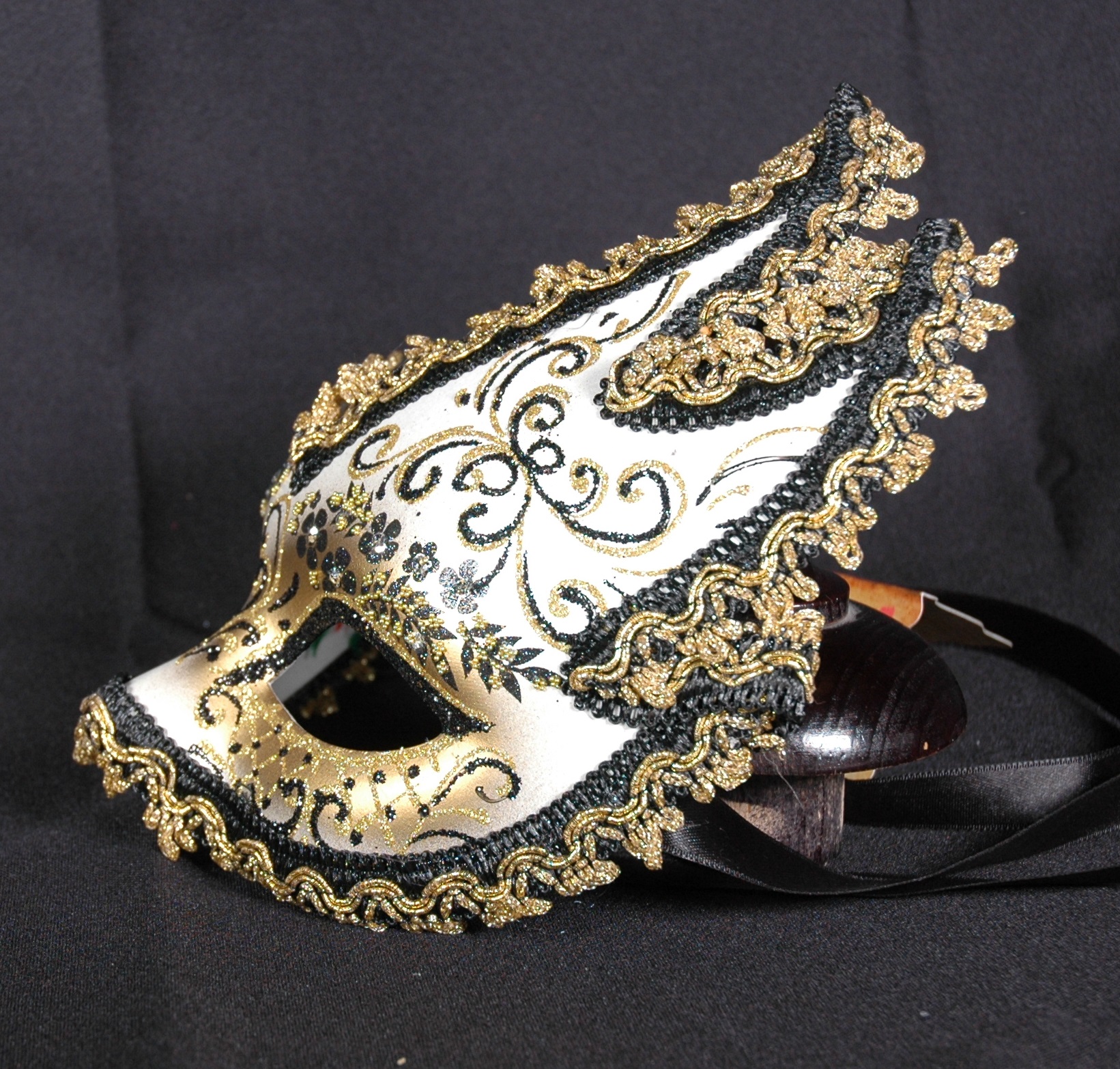 Venezianische Maske Columbine ONDA "Giada" gold-weiß