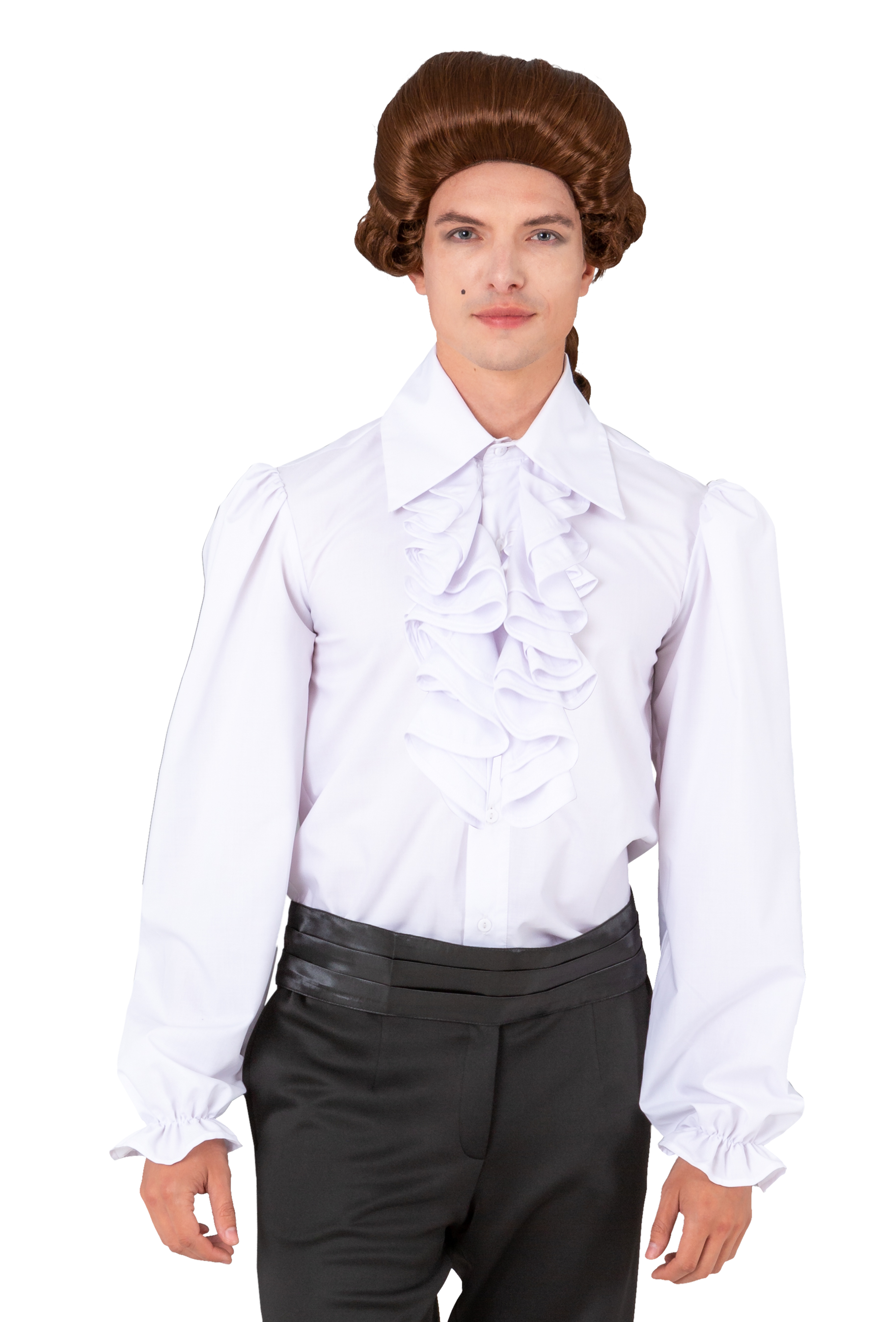 Historisches Hemd weiß mit Rüschenkragen MEDIUM