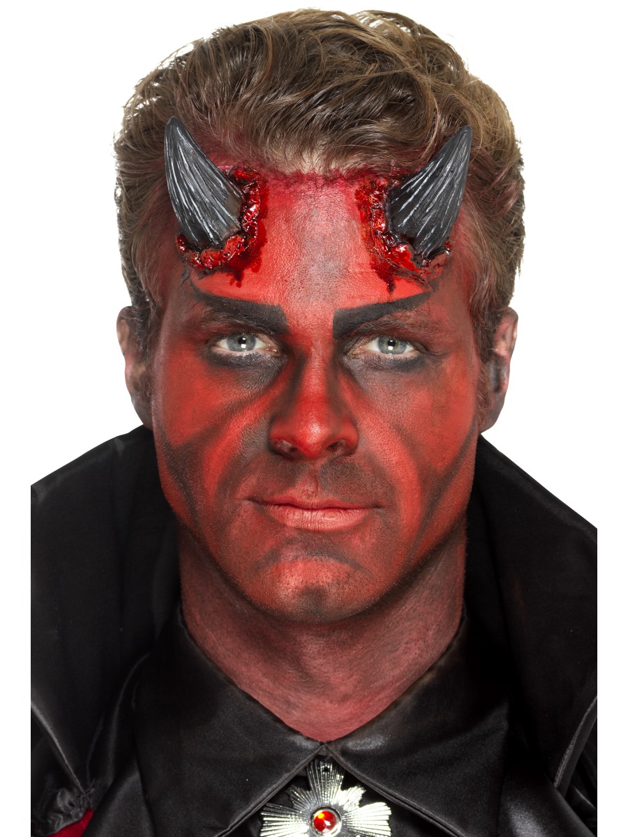 Latex Hörner schwarz Teufel zum Aufkleben