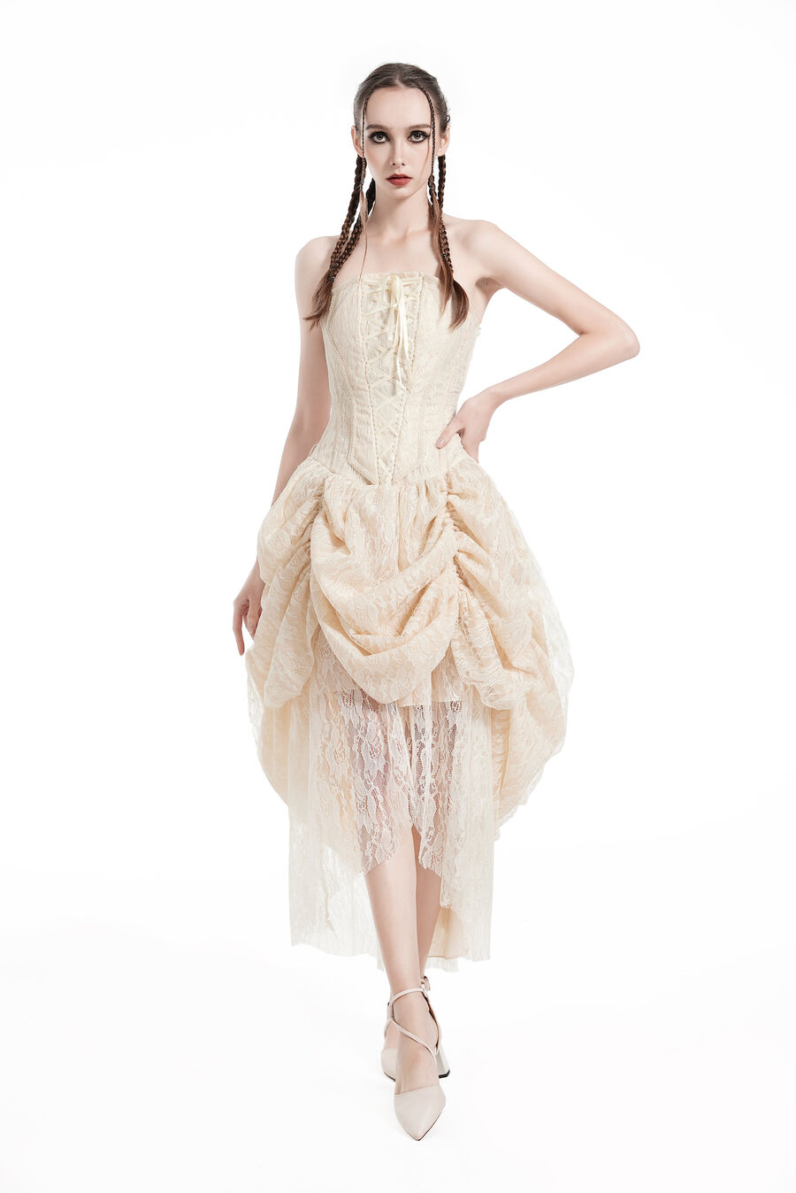 Corsage Kleid beige  L  Gr.38/40