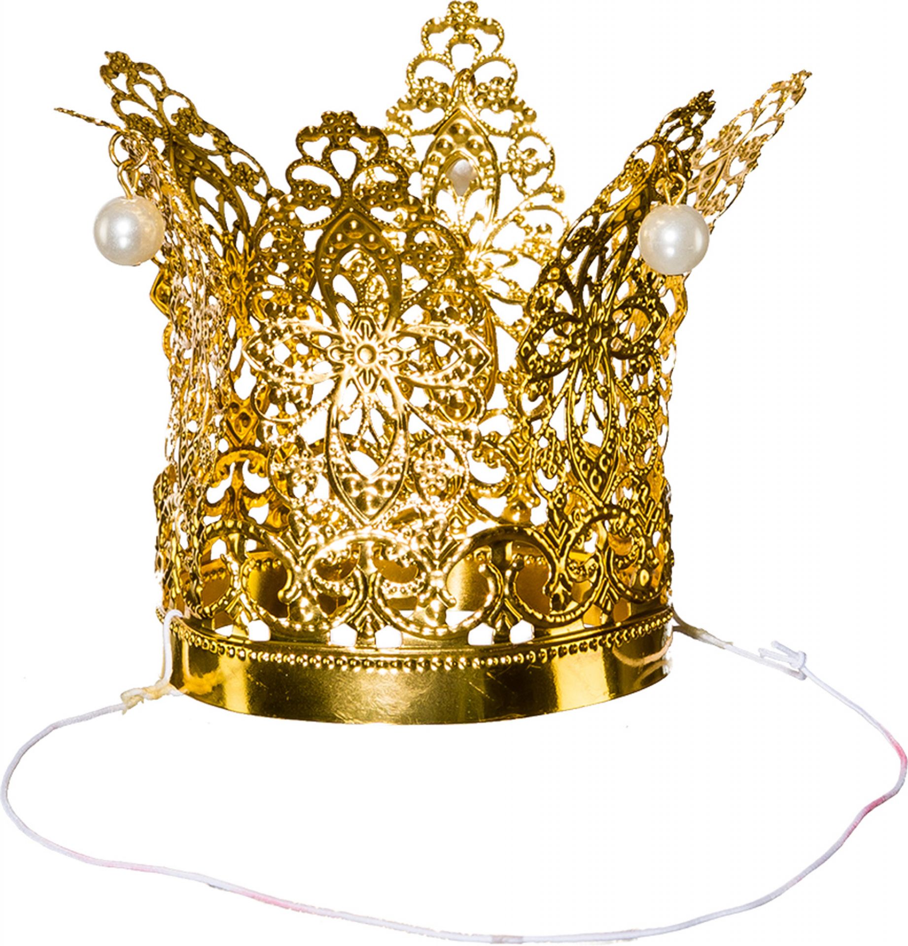 Prinzessin Krone Metall mit Perlen in gold