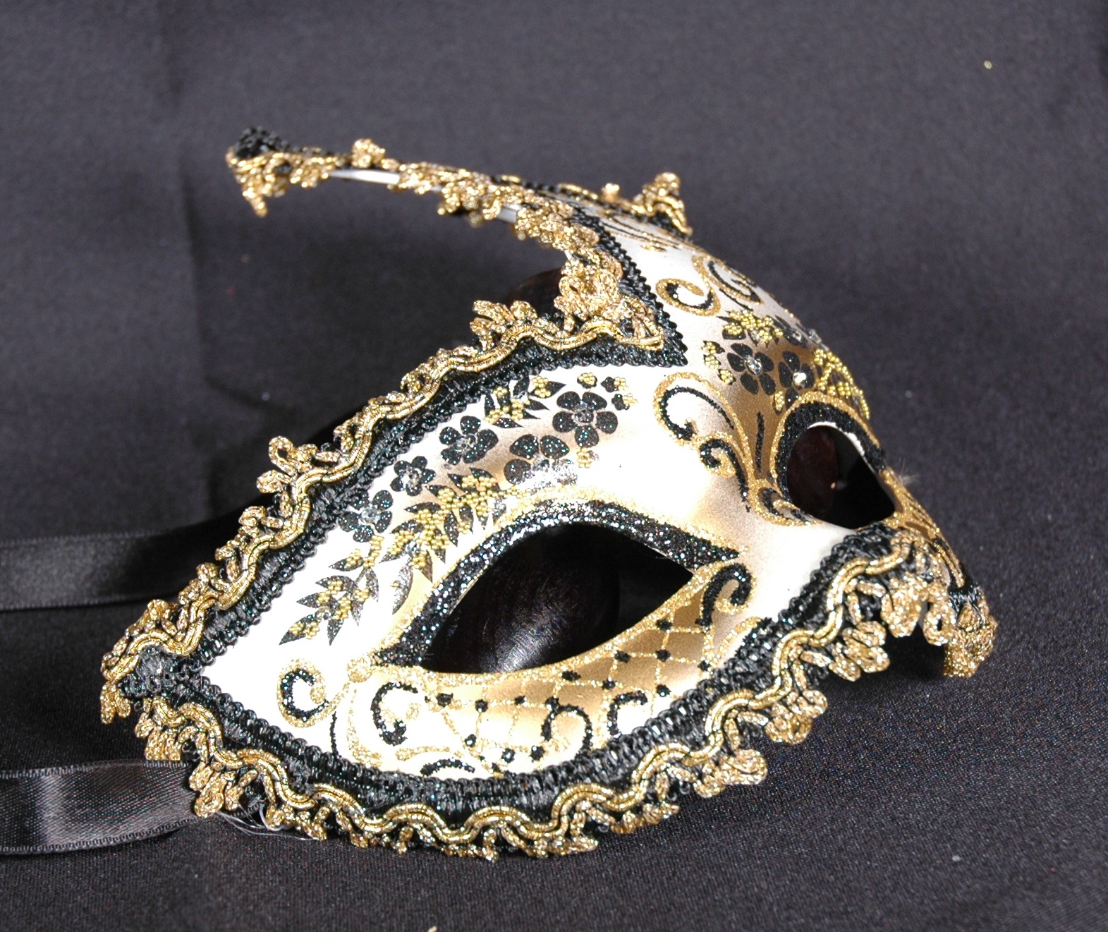Venezianische Maske Columbine ONDA "Giada" gold-weiß