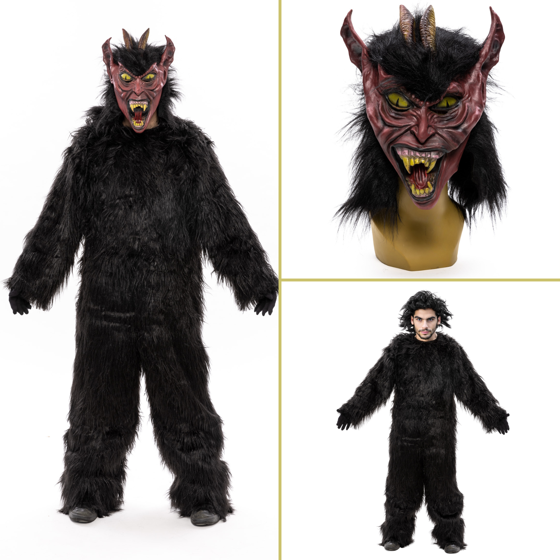 Krampus SET Overall MEDIUM mit Maske f.Erwachsene