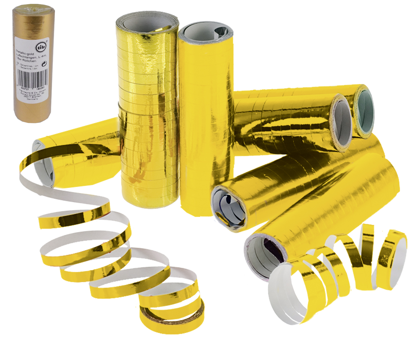 Luftschlangen metallic-gold 4m
