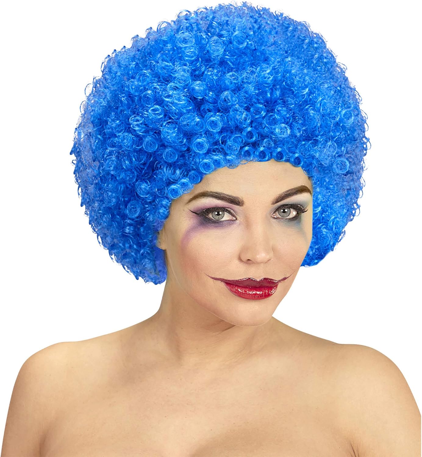 Locken Perücke blau