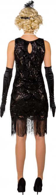 Pailetten Kleid 20er Jahre schwarz mit Fransen