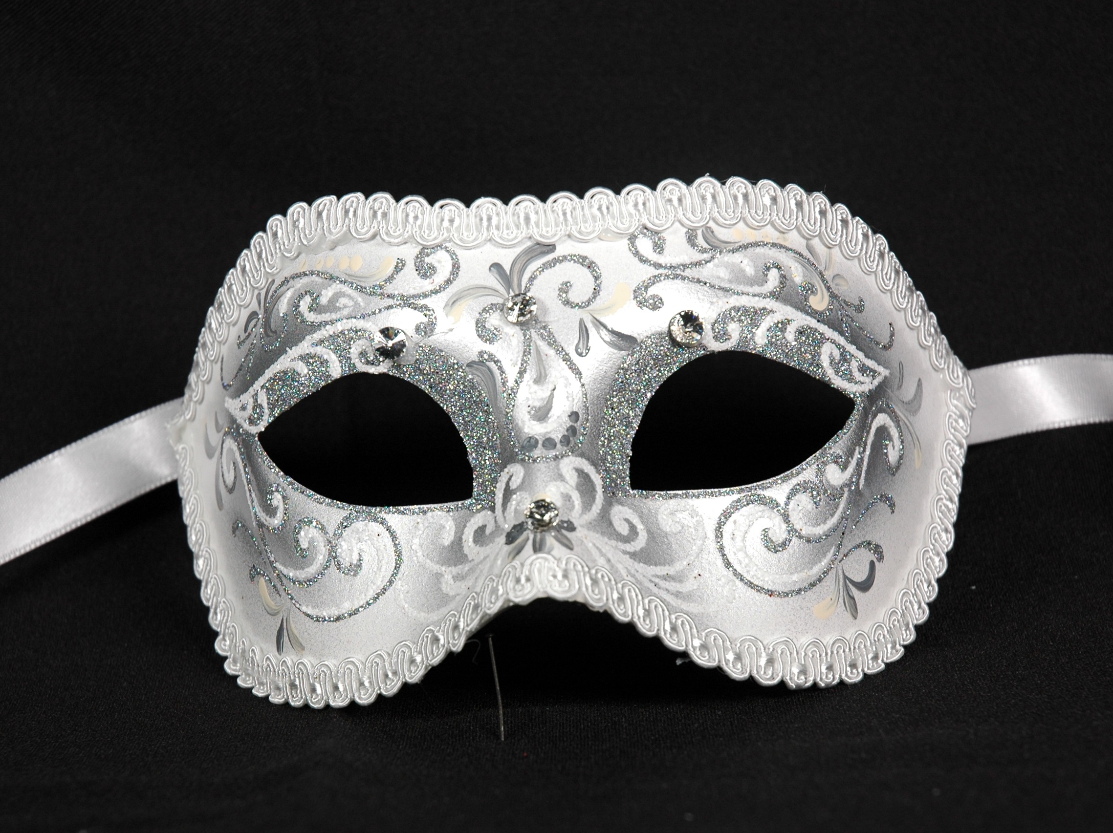 Venezianische Maske Columbine "Ice"  weiß-silber