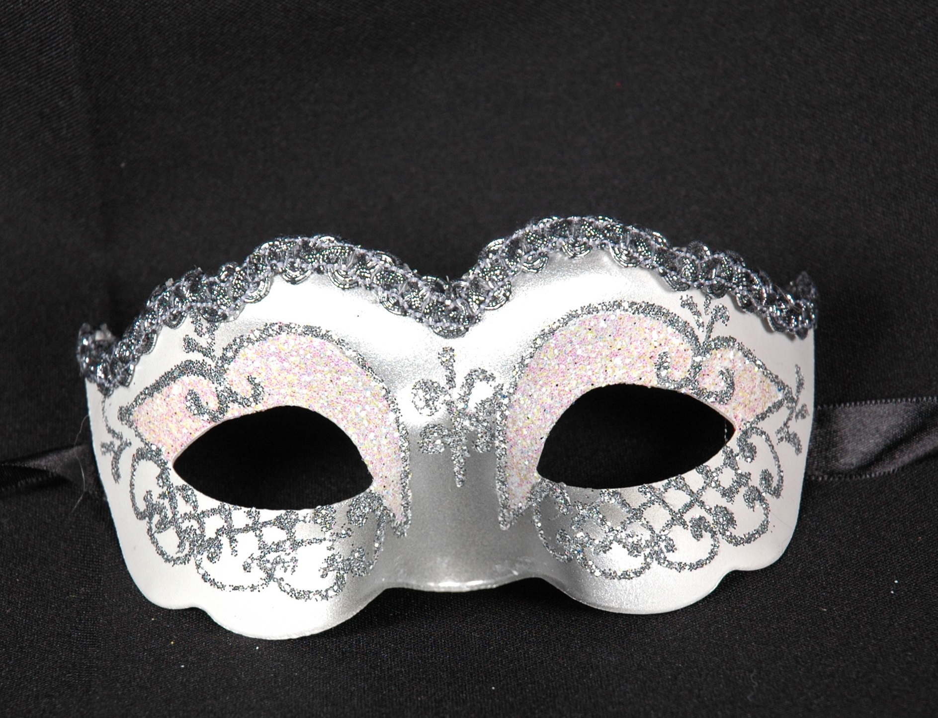 Venezianische Maske Columbine Baby weiß-silber STAR