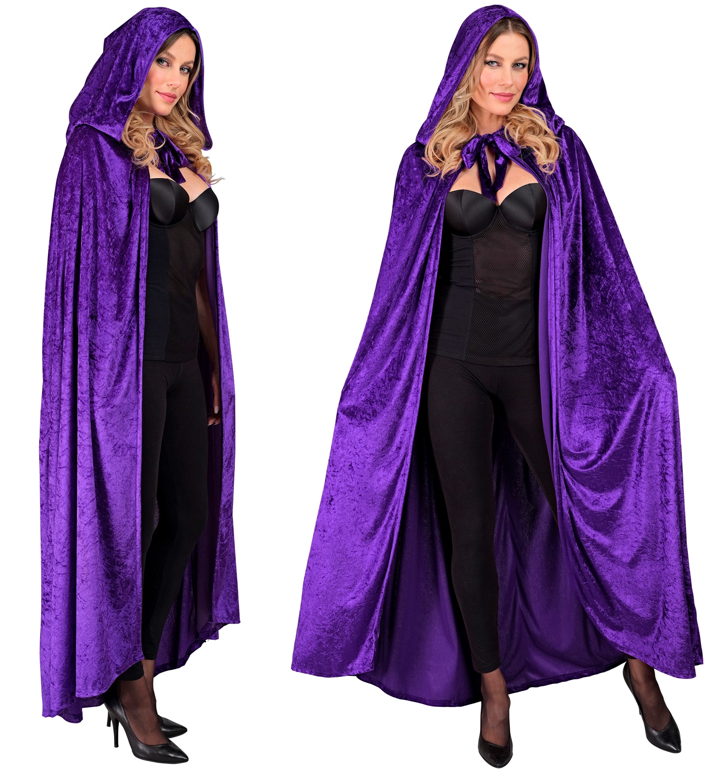 Lila Umhang mit Kapuze Velour ca. 140m