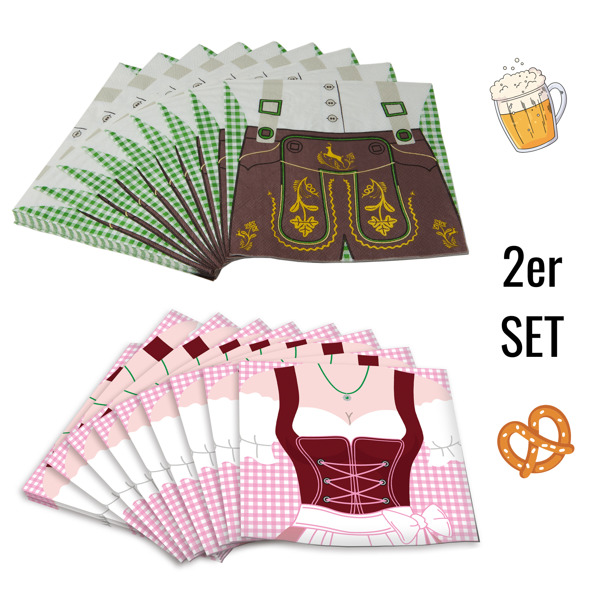 Servietten Set "Dirndl & Lederhose" 2x20 Stk. Packung