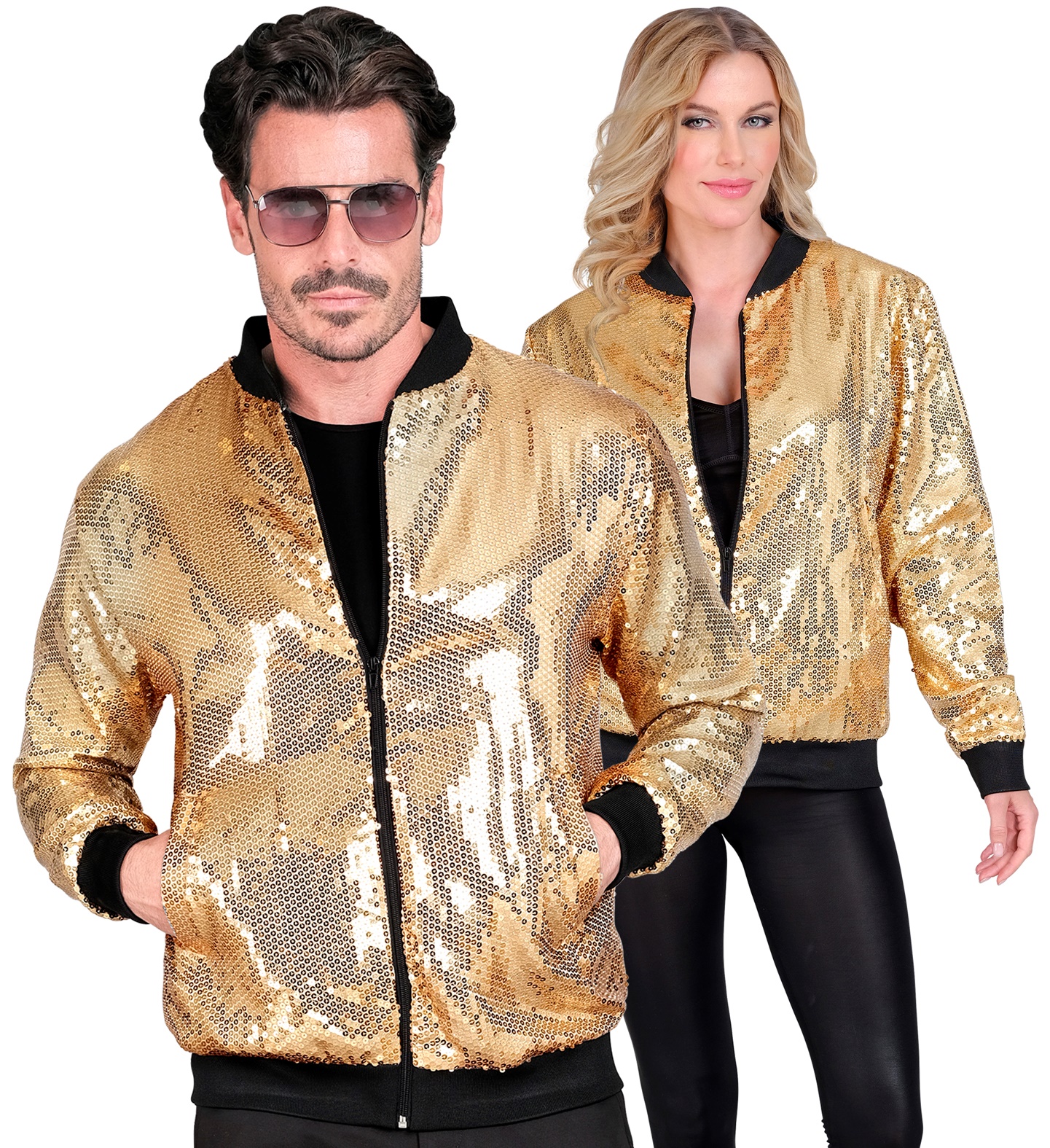 Pailletten Bomberjacke gold S/M für Damen und Herren