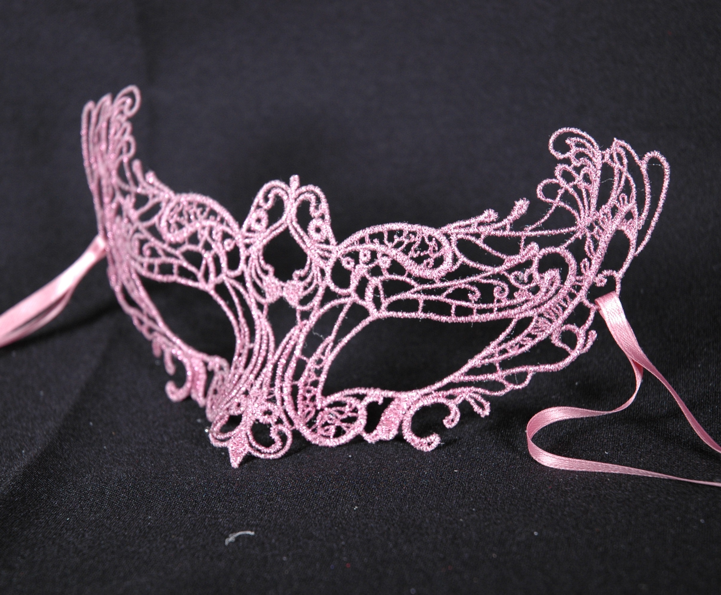 Venezianische Spitzen-Maske Onda rosa