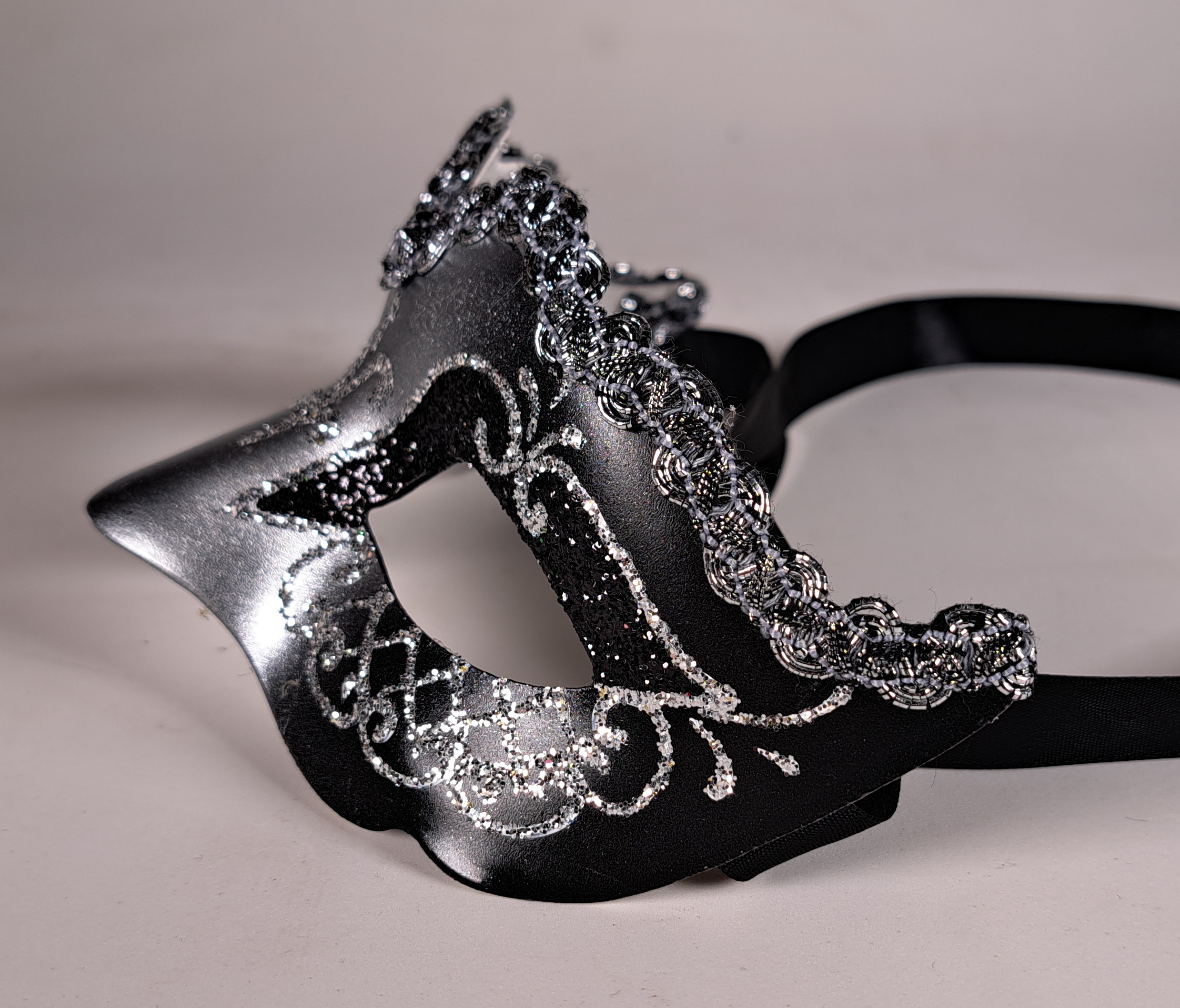 Venezianische Maske Columbine Baby schwarz-silber STAR