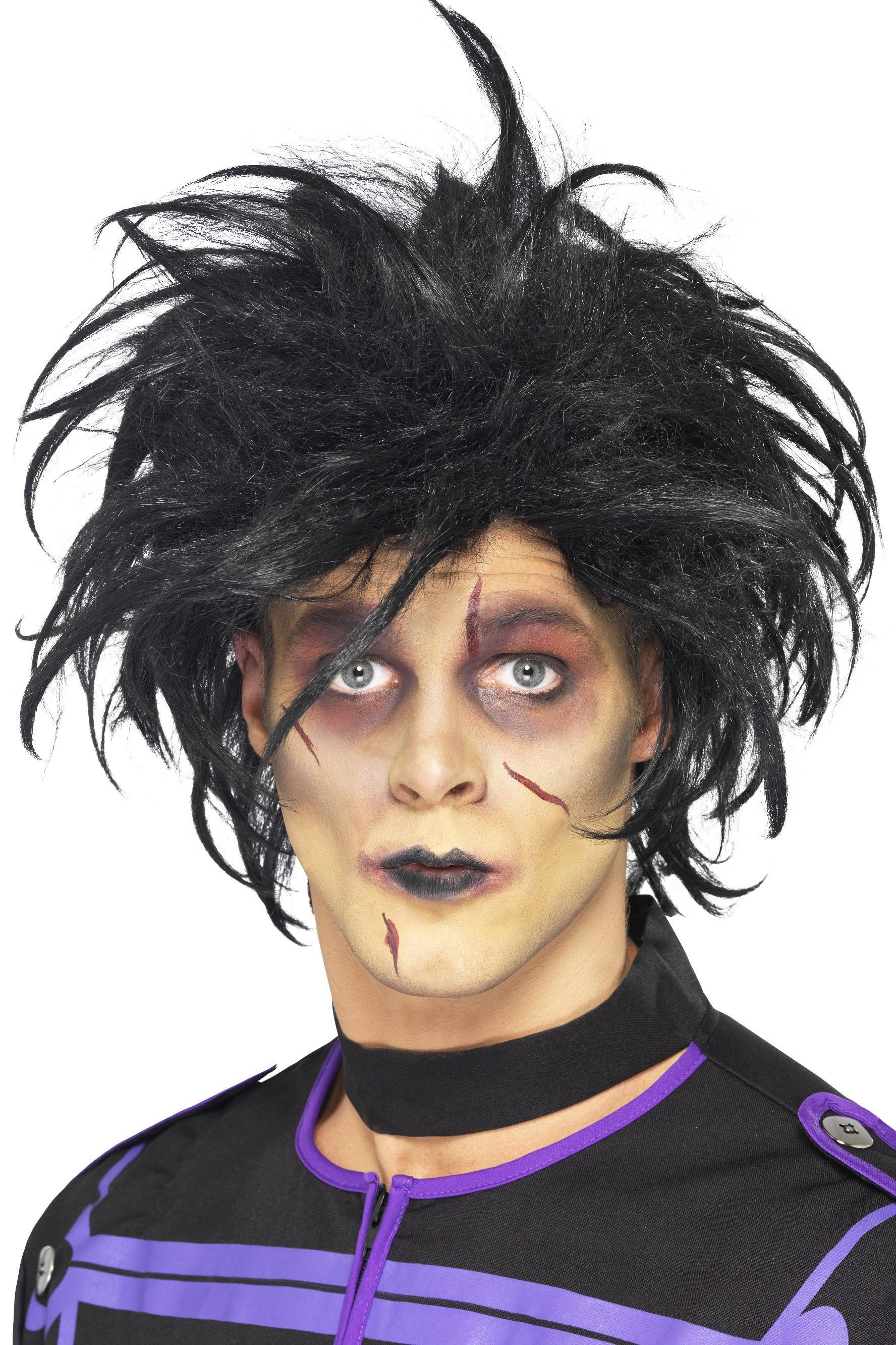 Halloween Perücke Psycho  schwarz *)