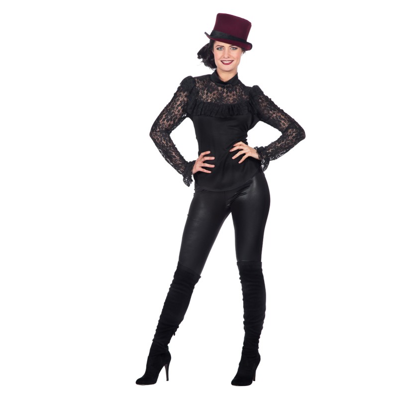 Schwarze Spitzenbluse  Victoria  Gr.36